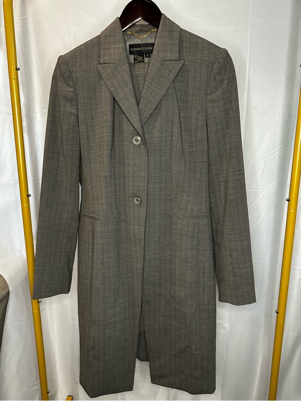 Classiques Entier Wool Blend Suit Set Gray Blazer & Pants Size 2